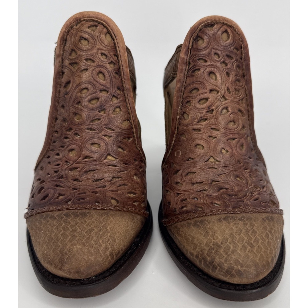 Corral Mule Heels Women 6M Brown Tooled Leather Western Slip On - Picture 3 of 12